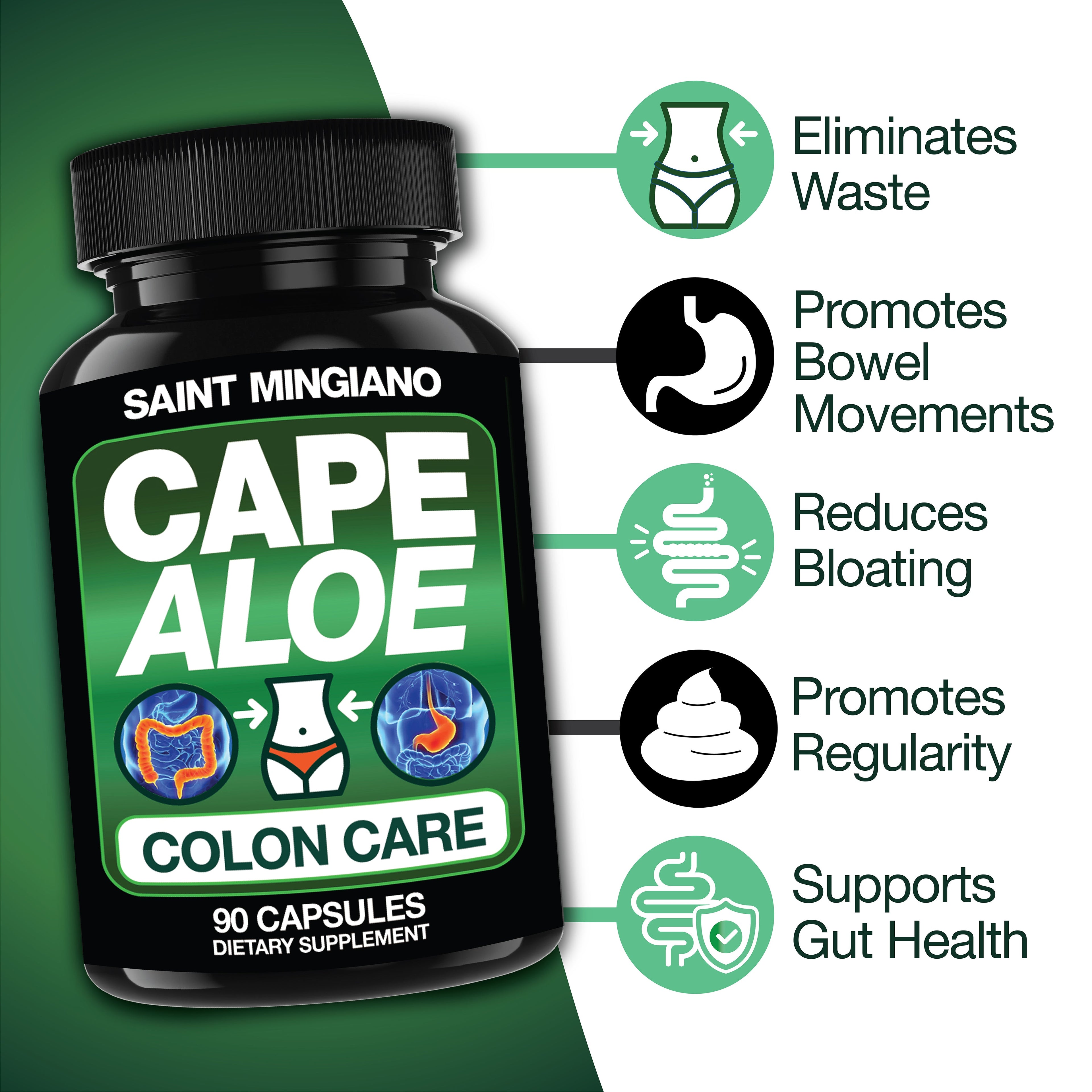 Cape Aloe Colon Cleanse, Detox & Flush - 90 Capsules. Gentle Constipation Relief